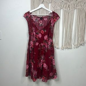 Womens Torrid Floral Mini Dress Size 0 / USA 10 12 Large Printed Red Sleeveless